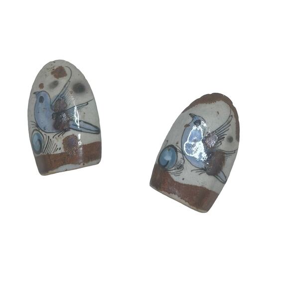Vintage Other - KEN EDWARDS VINTAGE Tonala Mexican Pottery Salt and Pepper Shakers Birds Flowers